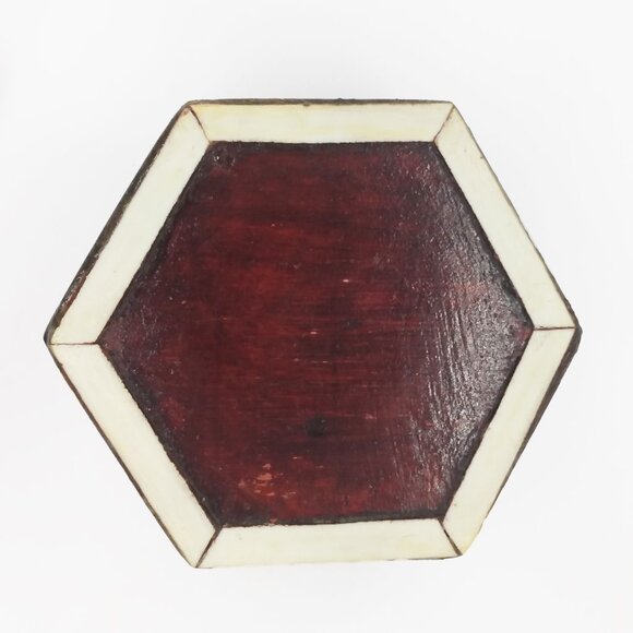 Vintage Mosaic Inlaid-Mother Of Pearl-Velvet Lined Jewelry/Trinket Box - Picture 10 of 12